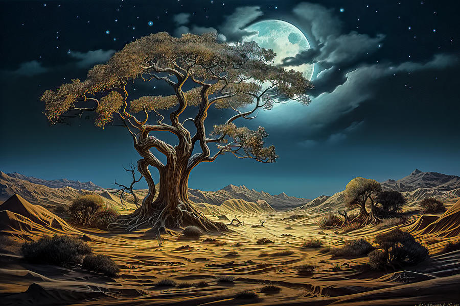 Moon Tree Digital Art by Bill Posner