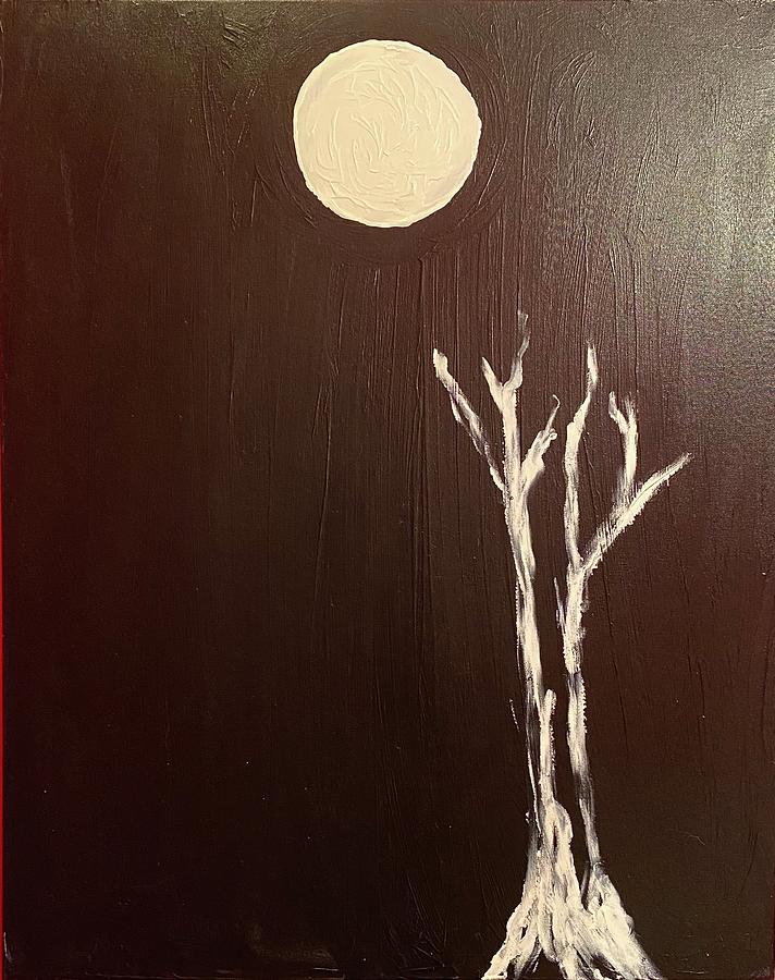 Moon Tree Painting by Anjel B Hartwell