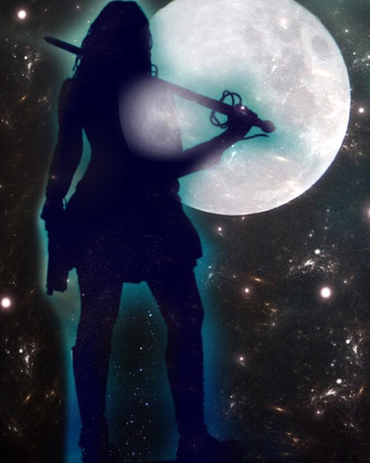 Digital Digital Art - Moon Warrior by Vennie Kocsis