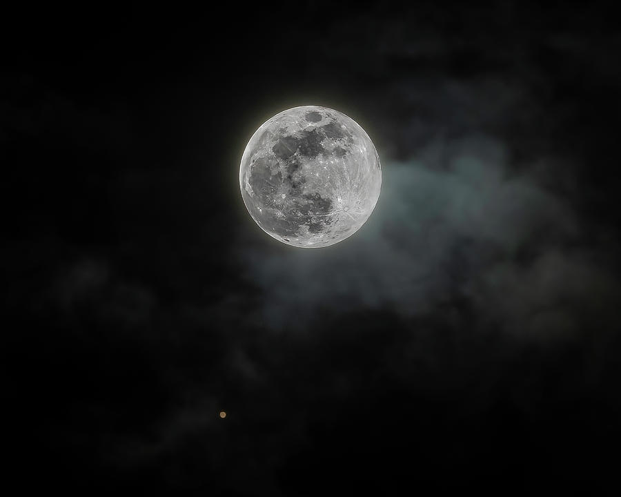 Full Moon with Mars Approaching Photograph by Joe Myeress