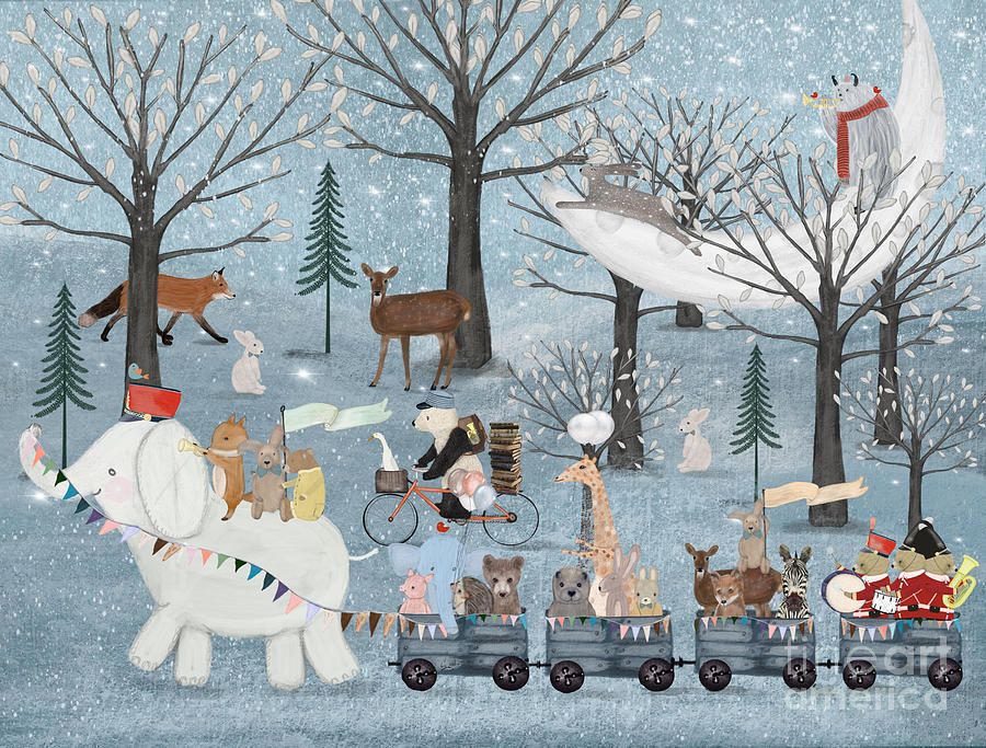 Childrens Painting - Moon Wood Parade by Bri Buckley