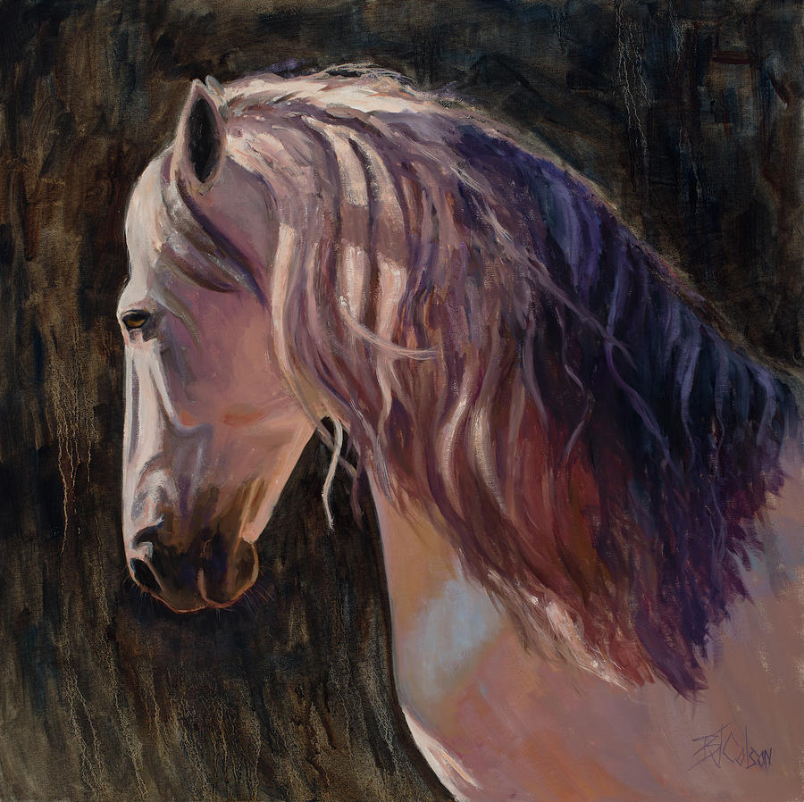 White Horse Painting - Moondance by Billie Colson
