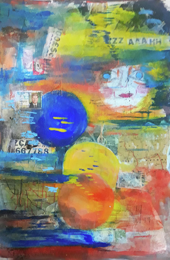 Moonface 2 Mixed Media by Cathy Anderson