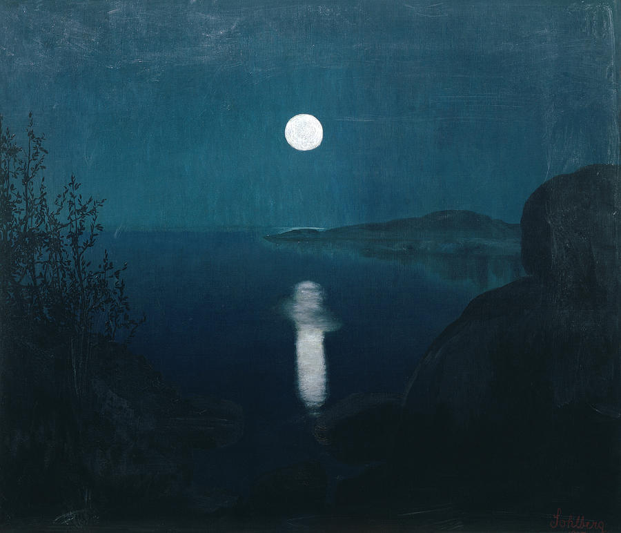 Moonlight, 1907 Painting by O Vaering by Harald Sohlberg