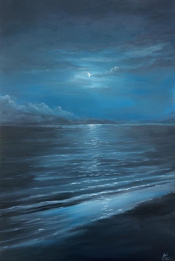 Moonlight Beach Painting by Joseph Cantin - Fine Art America