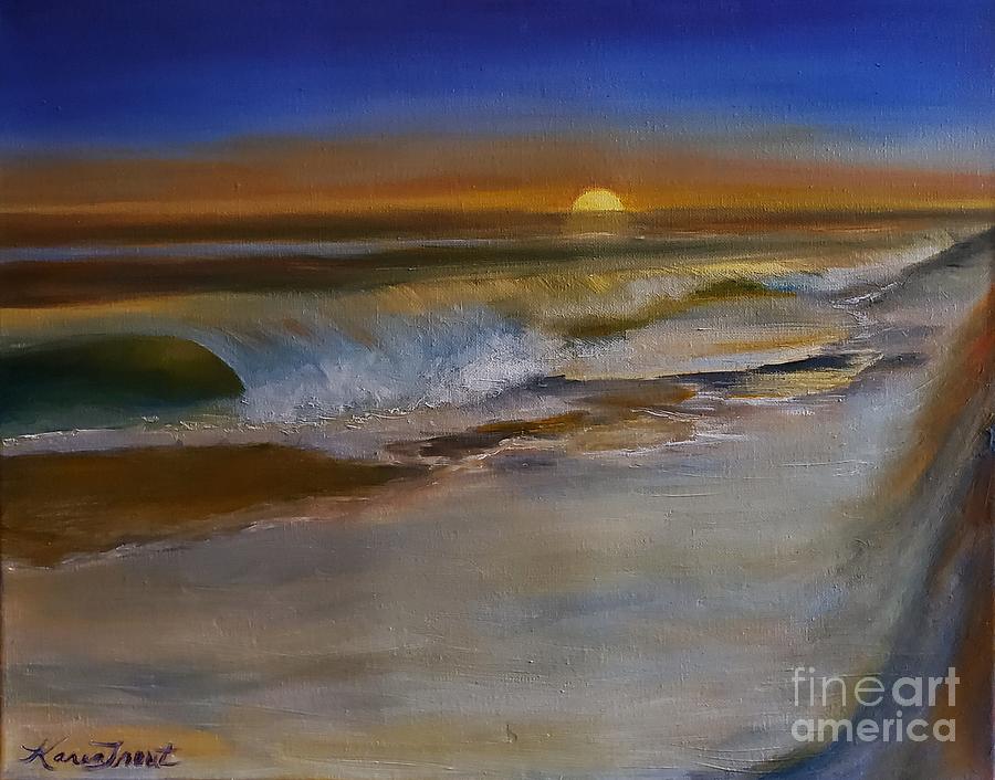 Moonlight Beach Painting by Karen Trout