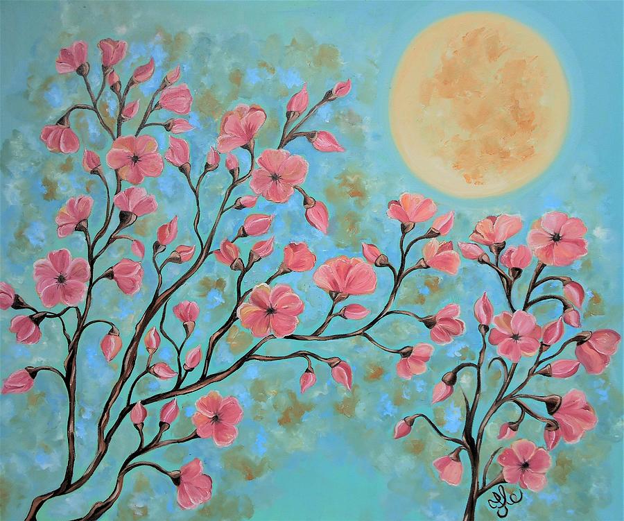 Moonlight Blossoms Painting by Yesi Casanova