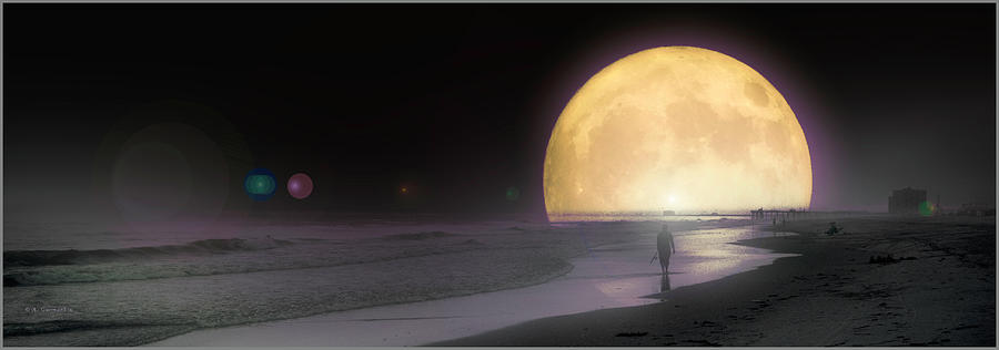 Moonlight Fisherman  Digital Art by A Macarthur Gurmankin