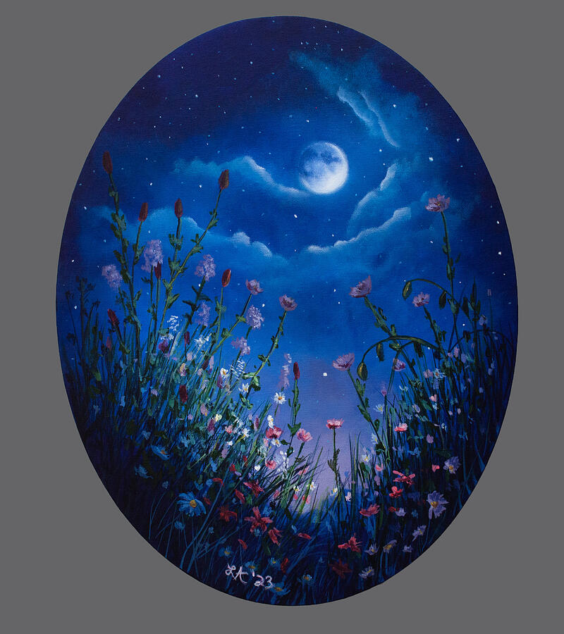 Moonlight Flowers Mixed Media by Lena Auxier