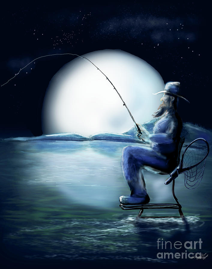 Moonlight Fly Fishing Digital Art by Doug Gist
