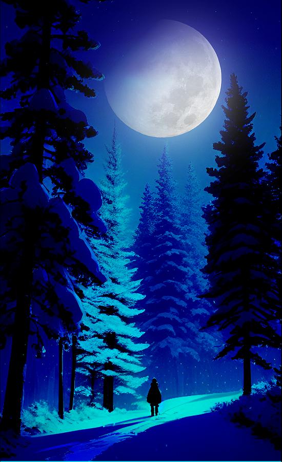 Moonlight Forest Digital Art by John Wills