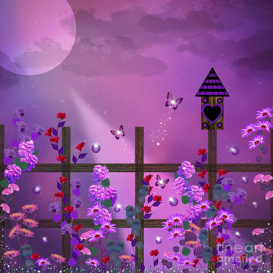 Flower Mixed Media - Moonlight Garden by Diamante Lavendar