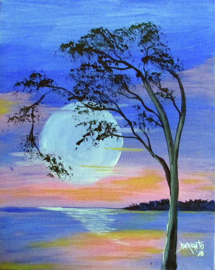 Moonlight Glow Painting by Gloria E Barreto-Rodriguez