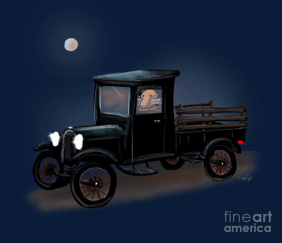 Moonlight in a Model T Ford Digital Art by Doug Gist