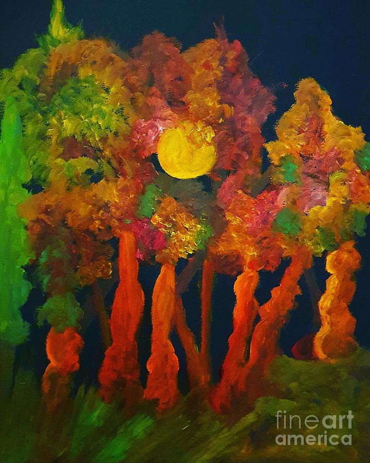 Moonlight In The Trees Painting