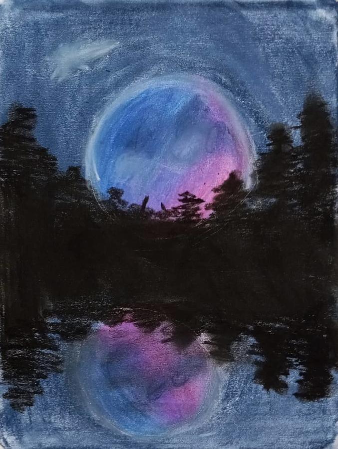 Moonlight Lake Drawing by Kathryn Tucker - Fine Art America