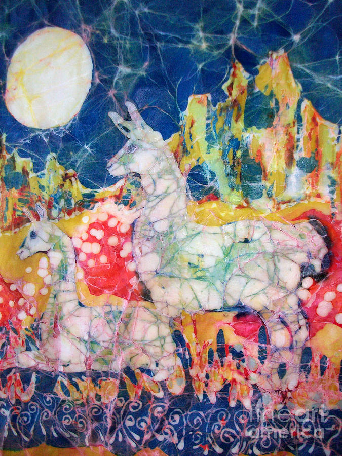 Moonlight Llamas Tapestry - Textile by Carol  Law Conklin