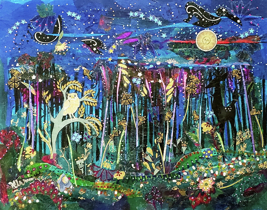 Moonlight Magic Mixed Media by Deborah Cherrin