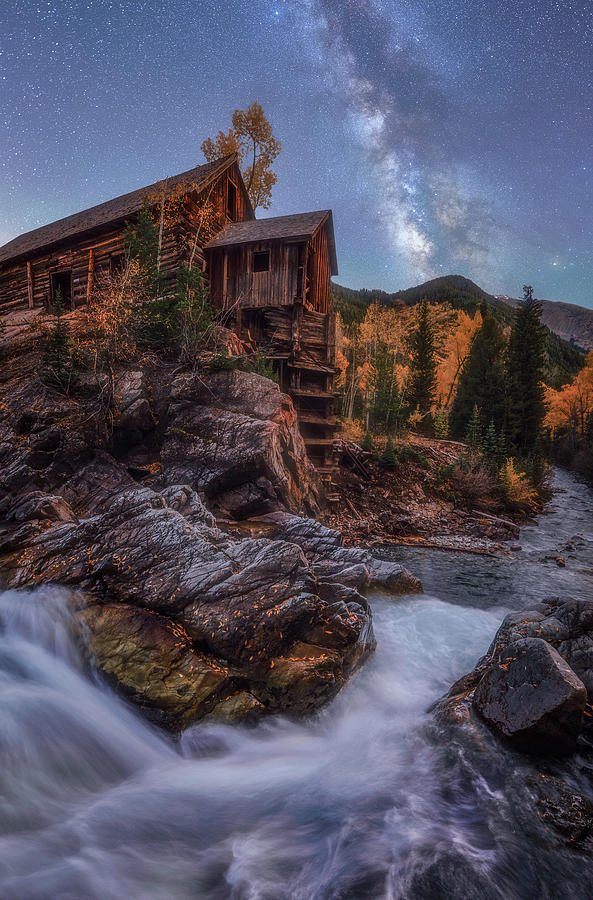 Moonlight Milky Way At The Crystal Mill Photograph