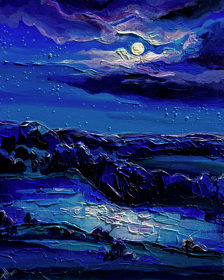 Moonlight Night Painting By Anastasia Trusova - Fine Art America