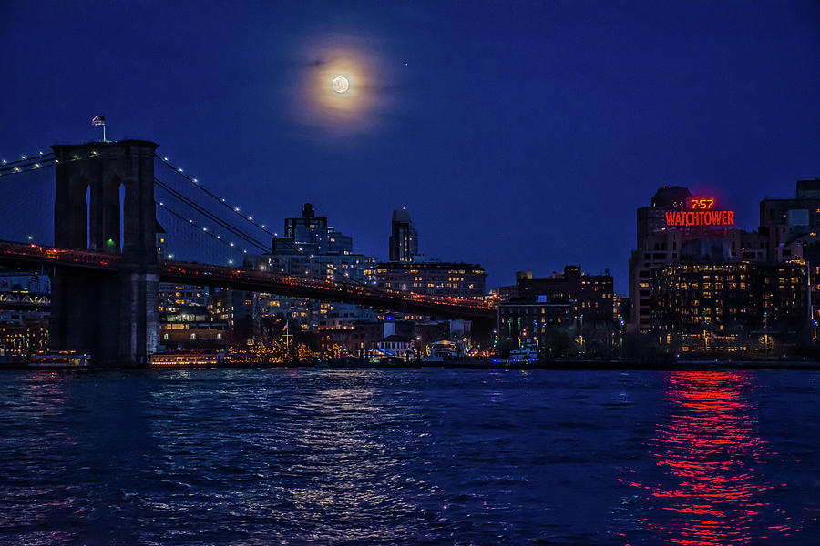 New York City Photograph - Moonlight on East River by Mark Roberts