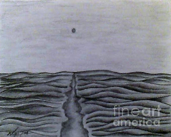 Moonlight On The Lake Drawing by Nora Lem