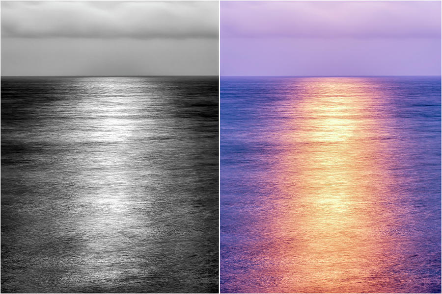 Moonlight On The Pacific Ocean Diptych Photograph by Joseph S Giacalone