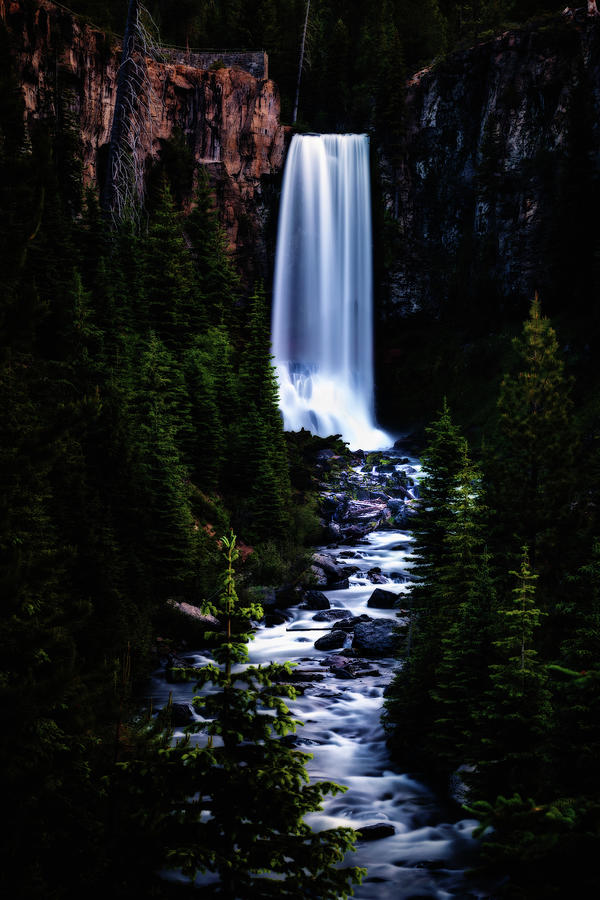 When The Night Falls By Moonlight Free Moonlight on Tumalo Falls Photograph by David Jolly - Fine Art America