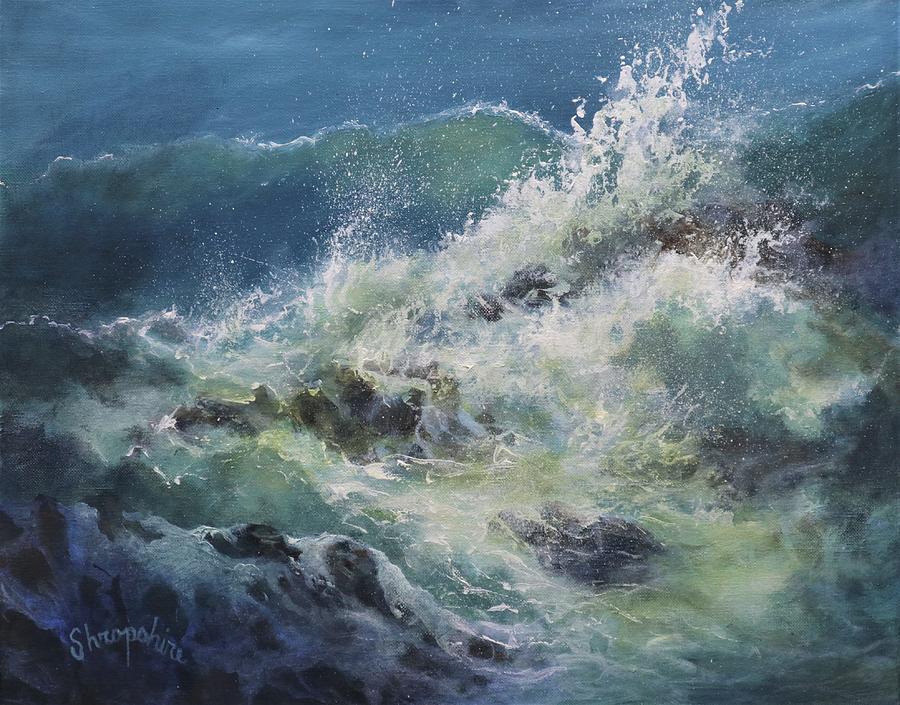 Moonlight on Waves Painting by Tom Shropshire