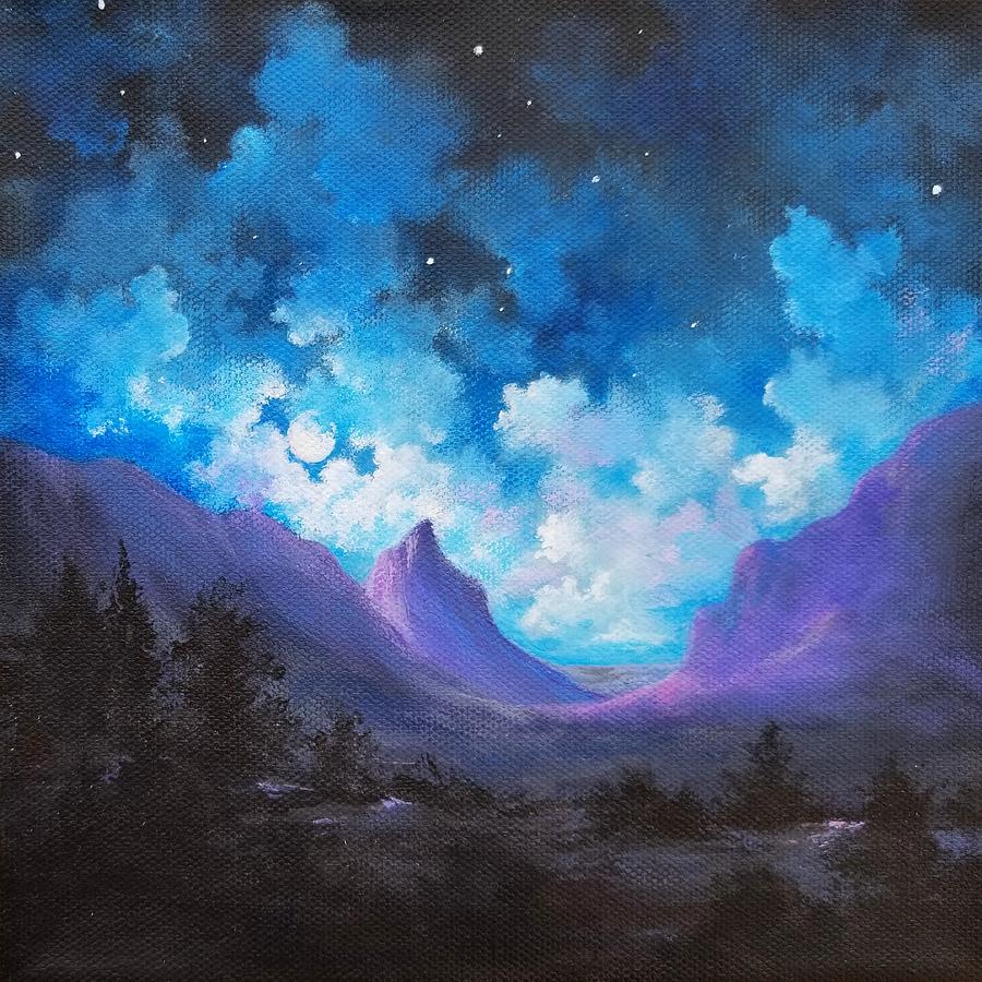Moonlight Over Big Bend National Park Painting by Roseanne Schellenberger
