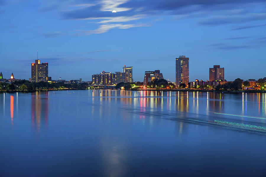 Boston Red Sox Photograph - Moonlight Over Boston Massachusetts by Gregory Ballos