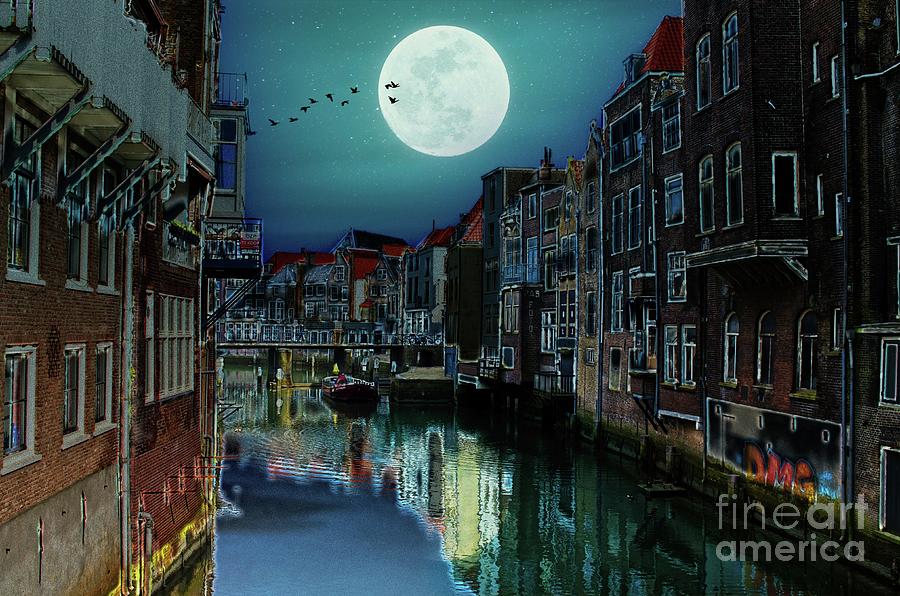 Moonlight Over Dordrecht Photograph by Chuck Burdick