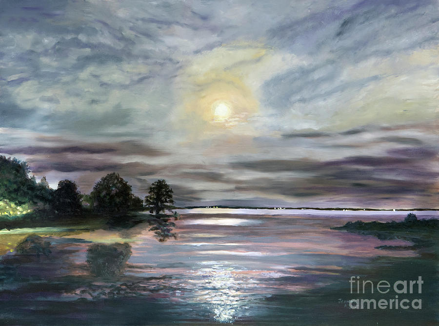 Moonlight Over Havre De Grace Painting by Jeannie Allerton