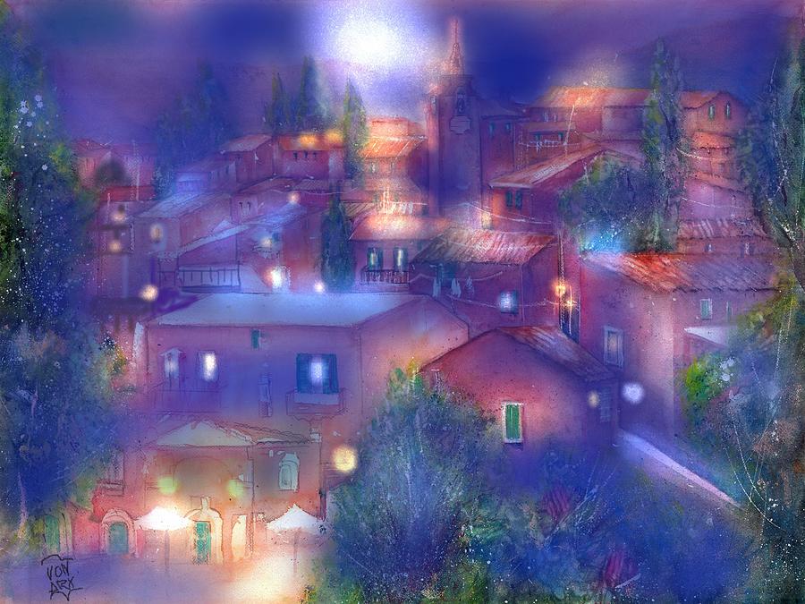 Roussillon Moonlight Painting by Sabina Von Arx