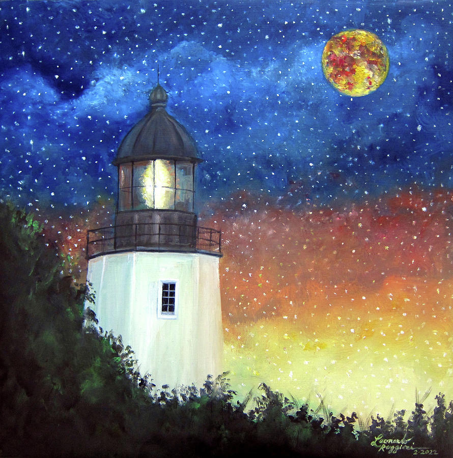 Moonlight over Sandy Hook NJ Painting by Leonardo Ruggieri
