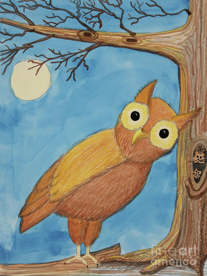 Moonlight Owl Painting by Norma Appleton