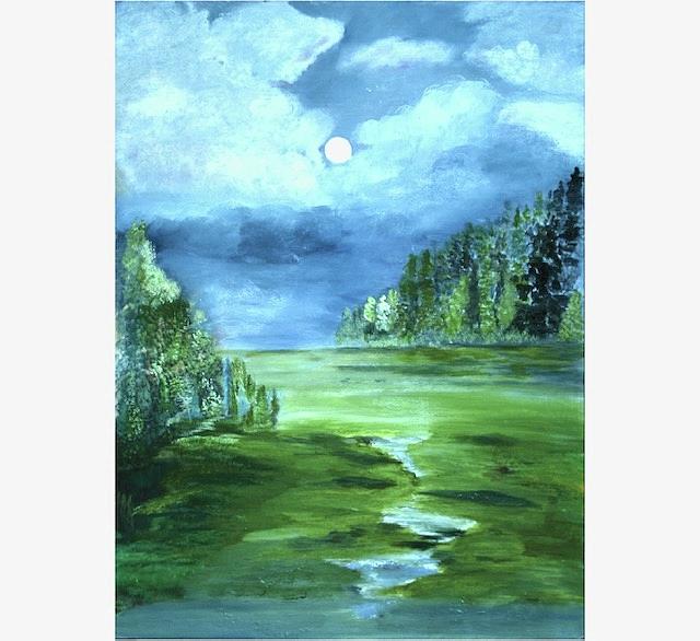 Moonlight Peace Painting by Monica Hebert