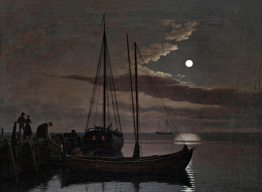 Moonlight picture Painting by Christoffer Wilhelm Eckersberg