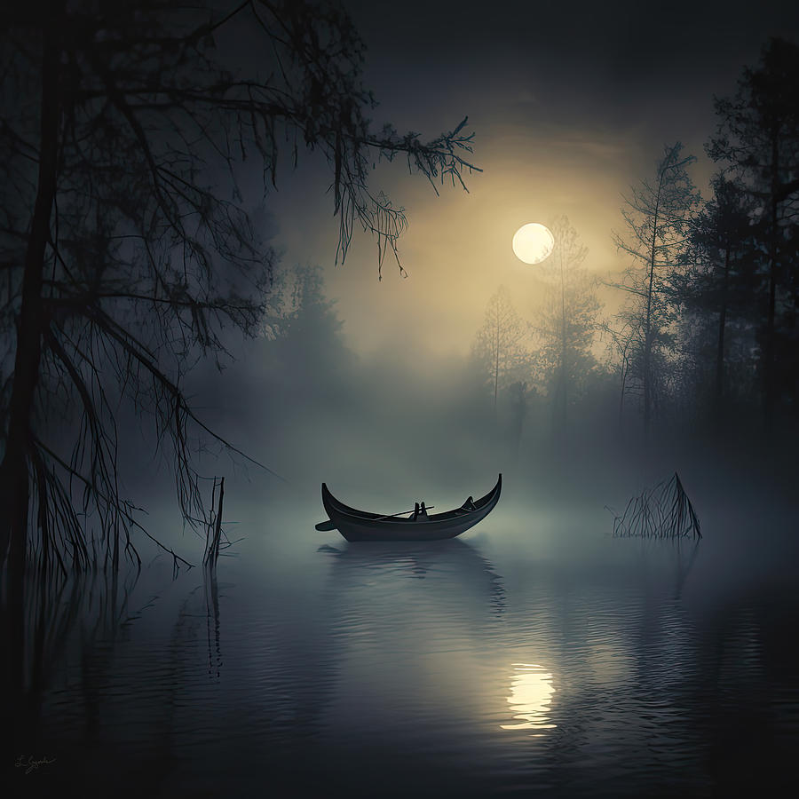 Boat Photograph - Moonlight Reverie - Dreamy Art by Lourry Legarde