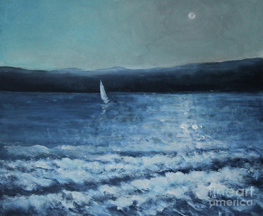 Moonlight Sailor Painting by Jane See