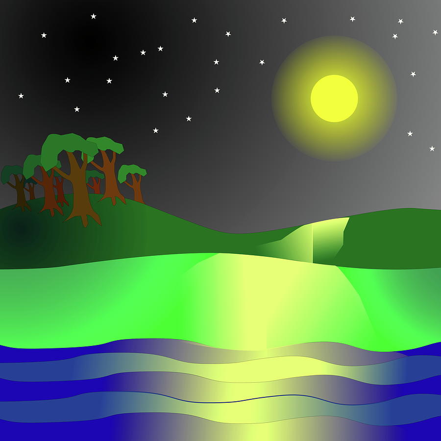 Moonlight upon the Land Digital Art by Teresamarie Yawn