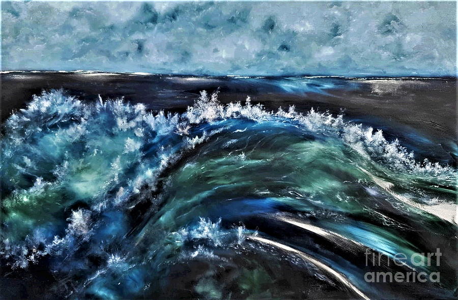 Moonlight Wave Dancer Painting by Tracey Lee Cassin