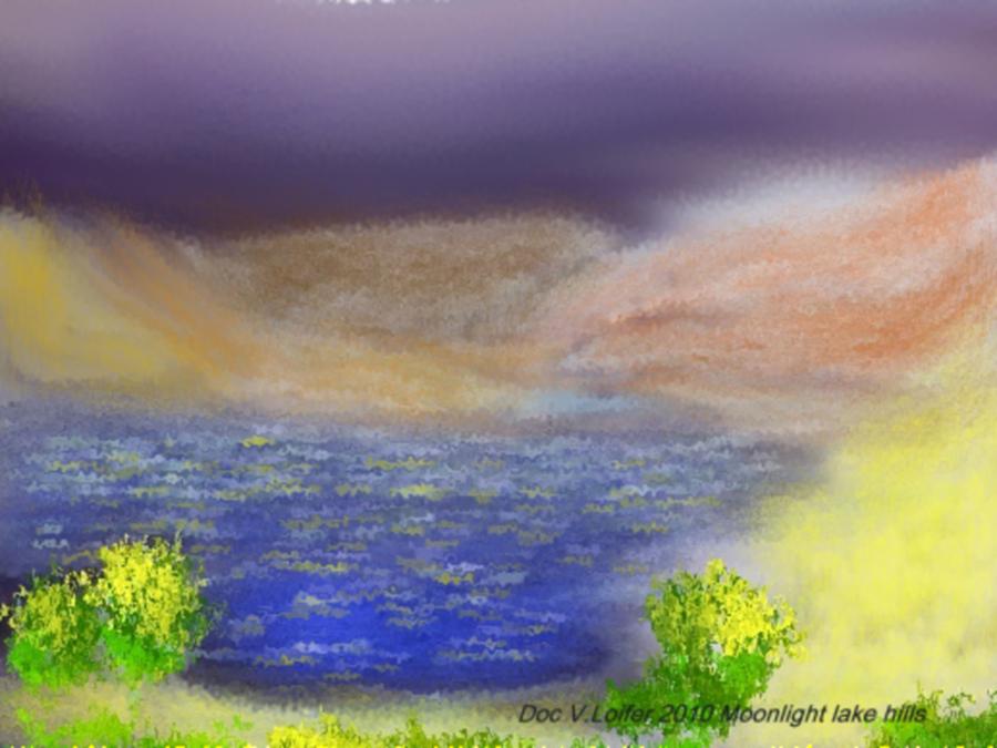 Moonlight.Lake.Hills Digital Art by Dr Loifer Vladimir