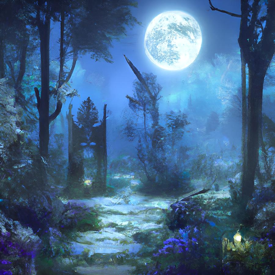Moonlit Garden Digital Art by Beverly Read