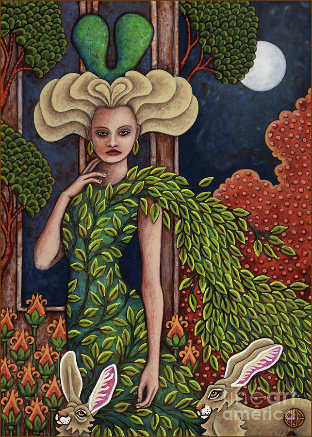 Moonlit Garden Goddess Painting by Amy E Fraser