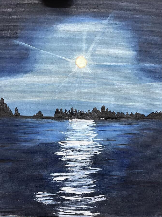 Moonlit Lake Painting by Aimee Carlson