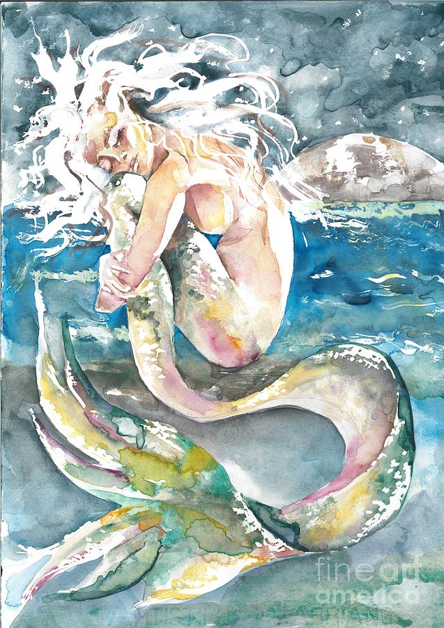 Moonlit Mermaid Painting by Norah Daily