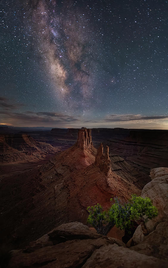 Moonlit Milky Way Landscape Photograph by Michael Ash