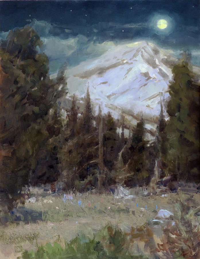 Landscape Painting - Moonlit Mountain by Howard Friedland