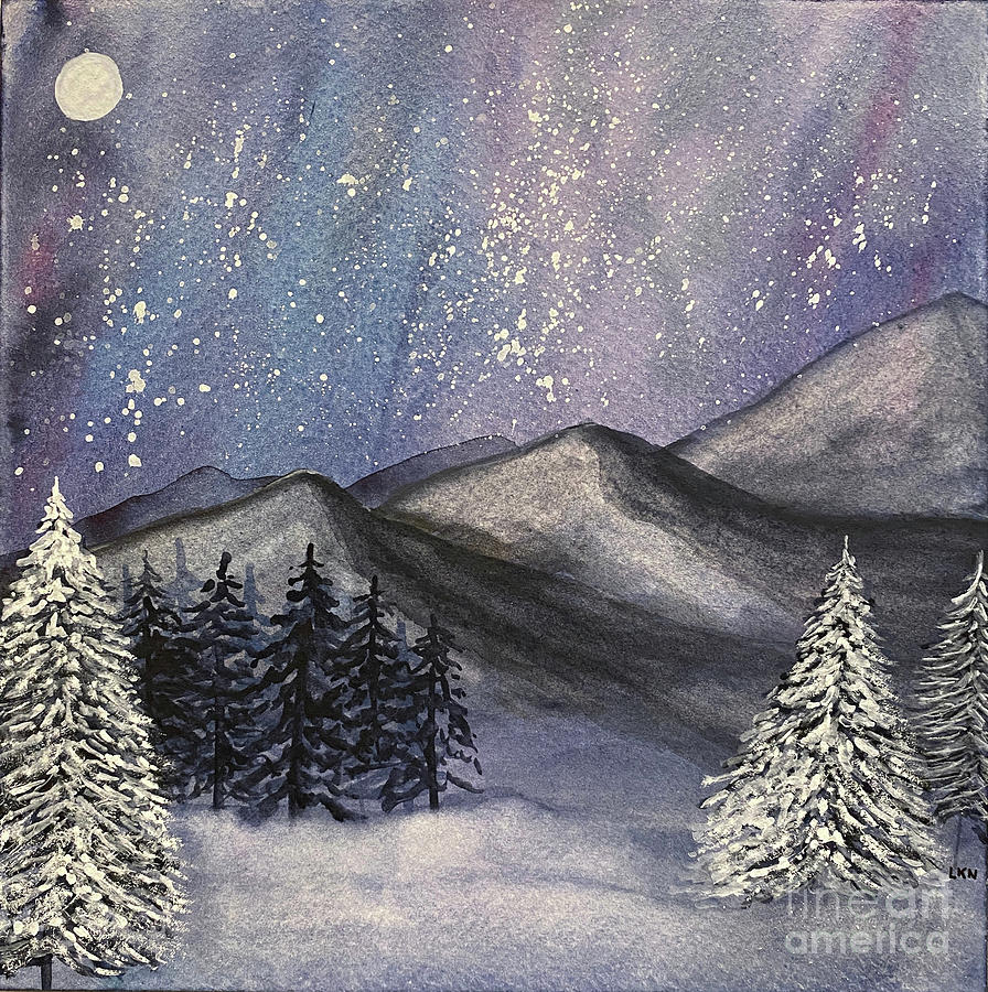 Moonlit Mountains Painting by Lisa Neuman